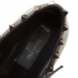 Pre Owned Valentino Black Leather Rockstud Ballet Flats Size 39