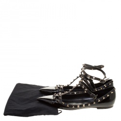 Pre Owned Valentino Black Leather Rockstud Ballet Flats Size 39