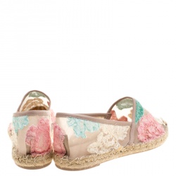 Pre Owned Valentino Multicolor Lace and Leather Espadrilles Size 37