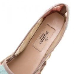 Pre Owned Valentino Multicolor Lace and Leather Espadrilles Size 37