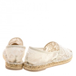 Pre Owned Valentino White Lace Espadrilles Size 39