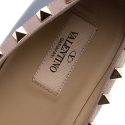 Pre Owned Valentino Grey Leather Rockstud Pointed Toe Ballet Flats Size 40