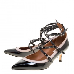 Pre Owned Valentino Two Tone Leather Love Latch Detail Eyelet Embellished Pumps Size 40