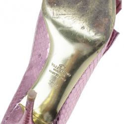 مملوكة مسبقًا Valentino Pink Python Embossed Bow Pumps Size 37.5
