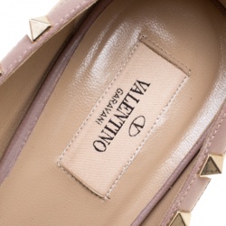 Pre Owned Valentino Beige Patent Leather Rockstud Crisscross Peep Toe Platform Pumps Size 40.5