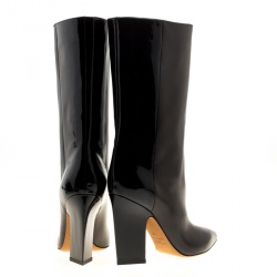 Pre Owned Valentino Black Leather Mid Calf Pointed Toe Boots Size 38.5