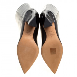 Pre Owned Valentino Black Leather Mid Calf Pointed Toe Boots Size 38.5