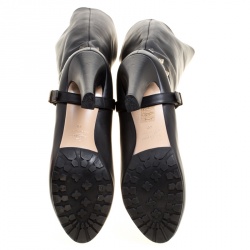 Pre Owned Valentino Black Leather Rockstud Knee High Boots Size 40