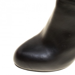 Pre Owned Valentino Black Leather Rockstud Knee High Boots Size 40