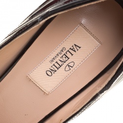 Pre Owned Valentino Black Patent Leather Wings Detail Pointed Toe Pumps Size 37.5