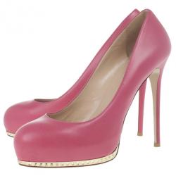 Pre Owned Valentino Pink Studded Platform Pumps Size 40