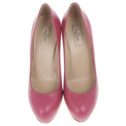 Pre Owned Valentino Pink Studded Platform Pumps Size 40