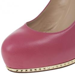 Pre Owned Valentino Pink Studded Platform Pumps Size 40