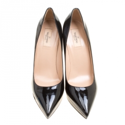 Pre Owned Valentino Black Patent Leather Pointed Toe Platform Pumps Size 41