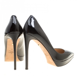 Pre Owned Valentino Black Patent Leather Pointed Toe Platform Pumps Size 41