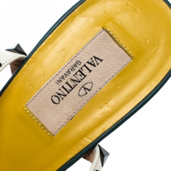 Pre Owned Valentino Multicolor Leather Rockstud Ankle Strap Sandals Size 40