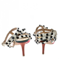 Pre Owned Valentino Multicolor Leather Rockstud Ankle Strap Sandals Size 40