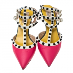 Pre Owned Valentino Multicolor Leather Rockstud Ankle Strap Sandals Size 40