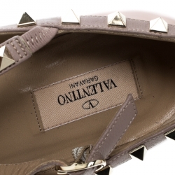 Pre Owned Valentino Blush Pink Patent Leather Rockstud Cage Flats Size 38