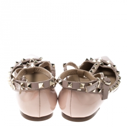 Pre Owned Valentino Blush Pink Patent Leather Rockstud Cage Flats Size 38