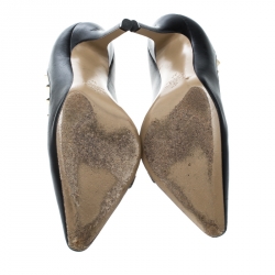 Pre Owned Valentino Two Tone Leather Rockstud Embellished Pointed Toe Pumps Size 37