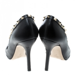 Pre Owned Valentino Two Tone Leather Rockstud Embellished Pointed Toe Pumps Size 37