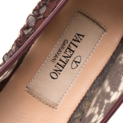 Pre Owned Valentino Burgundy Lace Espadrilles Size 37