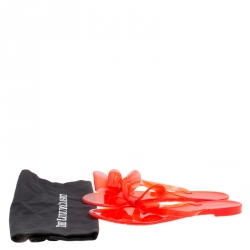 Pre Owned Valentino Red Jelly Bow Detail Flat Thong Sandals Size 39