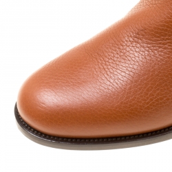 Pre Owned Valentino Brown Leather Fringe Detail Knee Length Boots Size 36.5