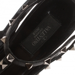 Pre Owned Valentino Black Patent Leather Rockstud Pointed Toe Sandals Size 39