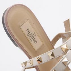 Pre Owned Valentino White Leather Thong Rockstud Sandals Size 40