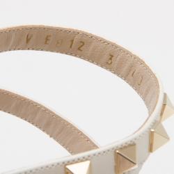 Pre Owned Valentino White Leather Thong Rockstud Sandals Size 40