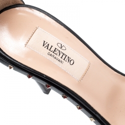 Valentino Black Leather Soul Rockstud Ankle Strap Sandals Size 36