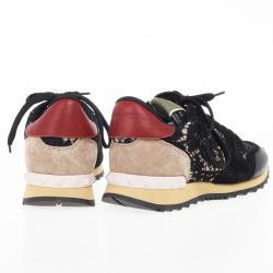 Pre Owned Valentino Black "Macramé Lace" Sneakers Size 39