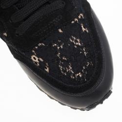 Pre Owned Valentino Black "Macramé Lace" Sneakers Size 39