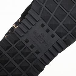 Pre Owned Valentino Black "Macramé Lace" Sneakers Size 39