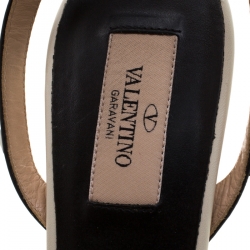 Pre Owned Valentino Tricolor Leather Rockstud Ankle Strap Sandals Size 39