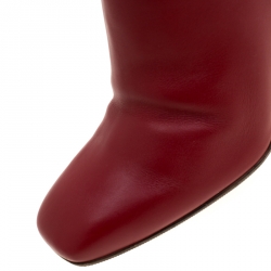 Pre Owned Valentino Red Leather Braided Detail Knee Length Boots Size 37