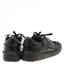 Pre Owned Valentino Black Leather Open Sneakers Size 37.5