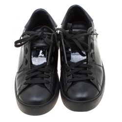 Pre Owned Valentino Black Leather Open Sneakers Size 37.5