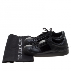 Pre Owned Valentino Black Leather Open Sneakers Size 37.5