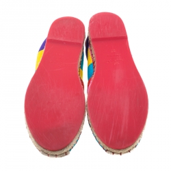 Pre Owned Valentino Multicolor Chevron Print Canvas Espadrilles Size 37