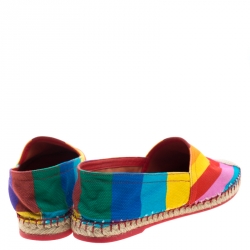 Pre Owned Valentino Multicolor Chevron Print Canvas Espadrilles Size 37