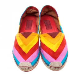 Pre Owned Valentino Multicolor Chevron Print Canvas Espadrilles Size 37
