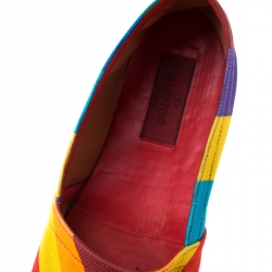 Pre Owned Valentino Multicolor Chevron Print Canvas Espadrilles Size 37