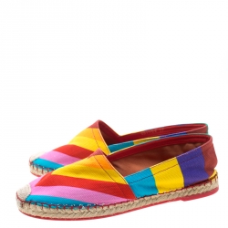Pre Owned Valentino Multicolor Chevron Print Canvas Espadrilles Size 37
