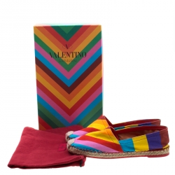 Pre Owned Valentino Multicolor Chevron Print Canvas Espadrilles Size 37