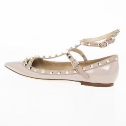 مملوكة مسبقًا Valentino Nude Patent Rockstud Ballet Flats Size 41
