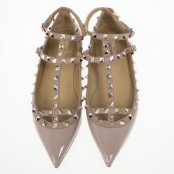 مملوكة مسبقًا Valentino Nude Patent Rockstud Ballet Flats Size 41