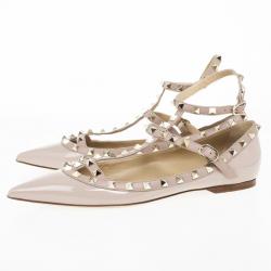 مملوكة مسبقًا Valentino Nude Patent Rockstud Ballet Flats Size 41
